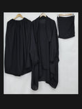 3 PIECE nikab JILBAB SKIRT SIZE Nikab 10 inch weidth 12 inch length  JILBAB LENGTH 39 INCH CHEST FREE SIZE SKIRT LENGTH 39 INCH waist 28 to 40 inch stachable Bottom (gehra) 120 inch Stuff jorjet (manjan) thick stuff jilbab abaya
