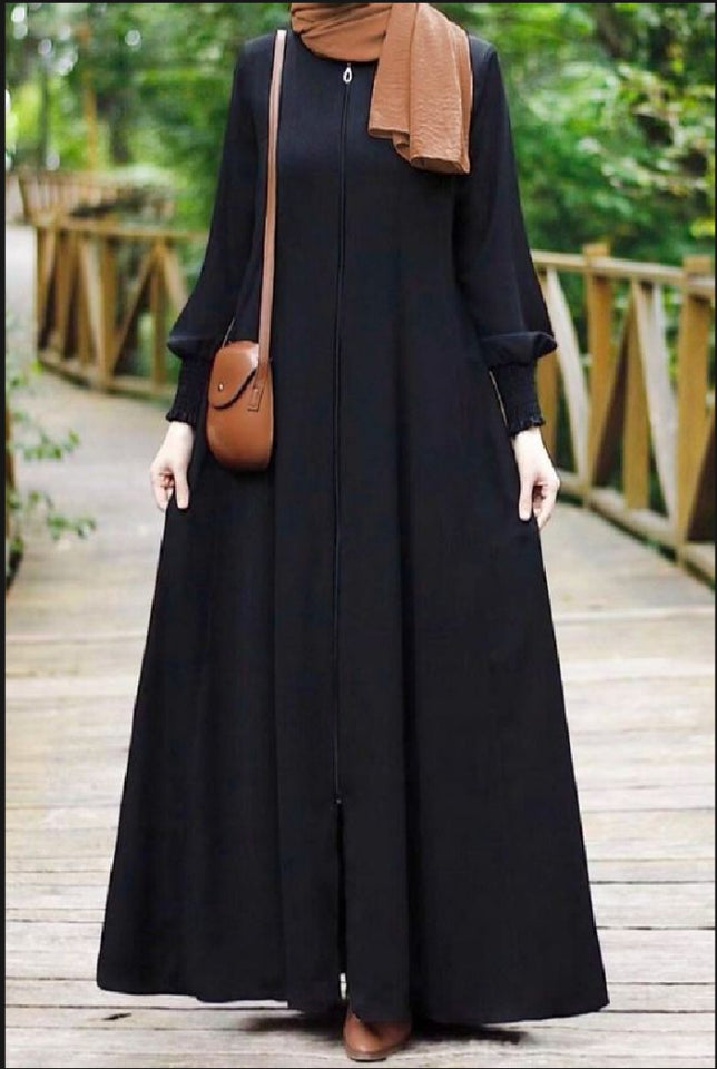 zipper Abaya forant opan fabric Georgette styles dezain 1pocket made in Pakistan Muslim abaya